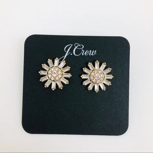 NWOT- J. Crew Crystal Flower Clear Gold Earrings